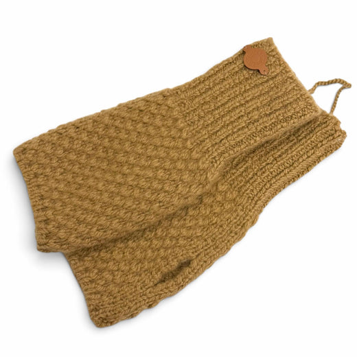 Pristine HERMES gloves LOU MITTENS Logo patch knit gloves Brown cashmere Women M