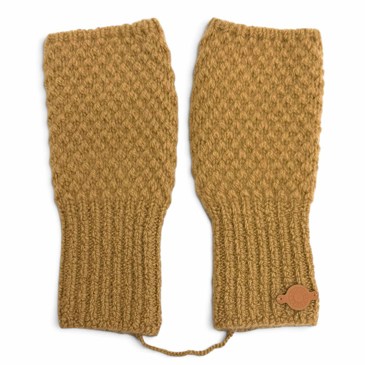 Pristine HERMES gloves LOU MITTENS Logo patch knit gloves Brown cashmere Women M
