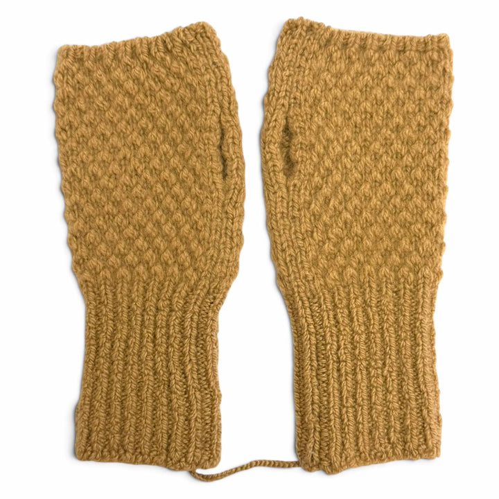 Pristine HERMES gloves LOU MITTENS Logo patch knit gloves Brown cashmere Women M