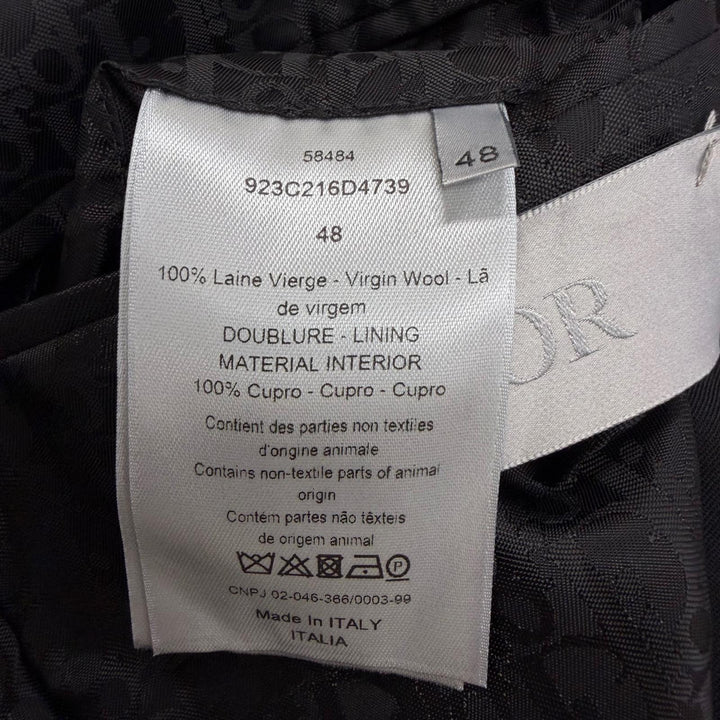 Excellent DIOR tailored jacket Oblique lining black wool mens 48 923C216D4739