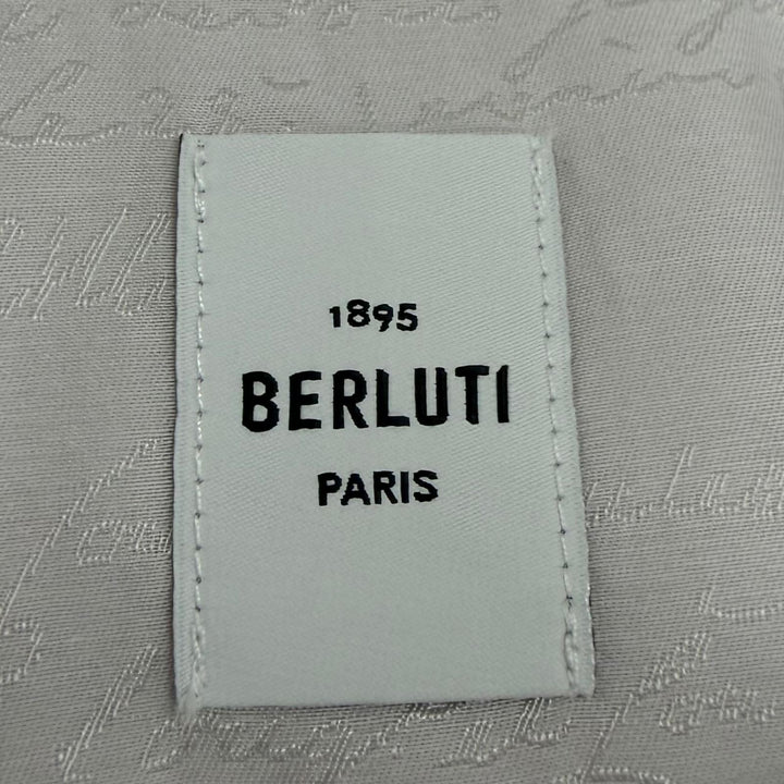 Pristine BERLUTI Long sleeve shirt Andy Calligraphy script Ice gray silk