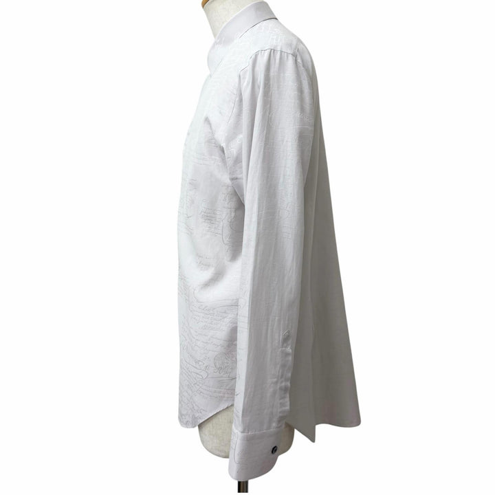 Pristine BERLUTI Long sleeve shirt Andy Calligraphy script Ice gray silk