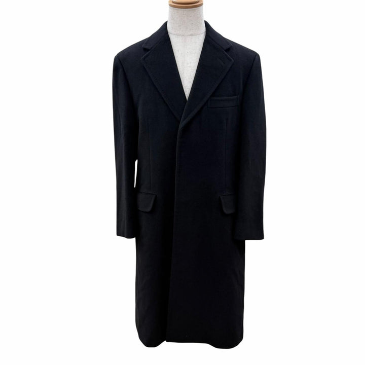 Great BURBERRY LONDON Chester coat Logo button black cashmere mens