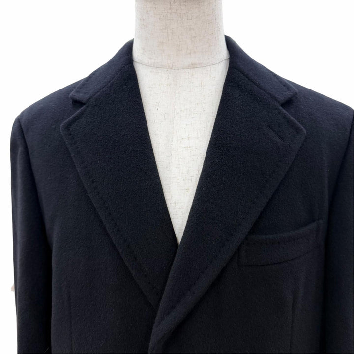 Great BURBERRY LONDON Chester coat Logo button black cashmere mens