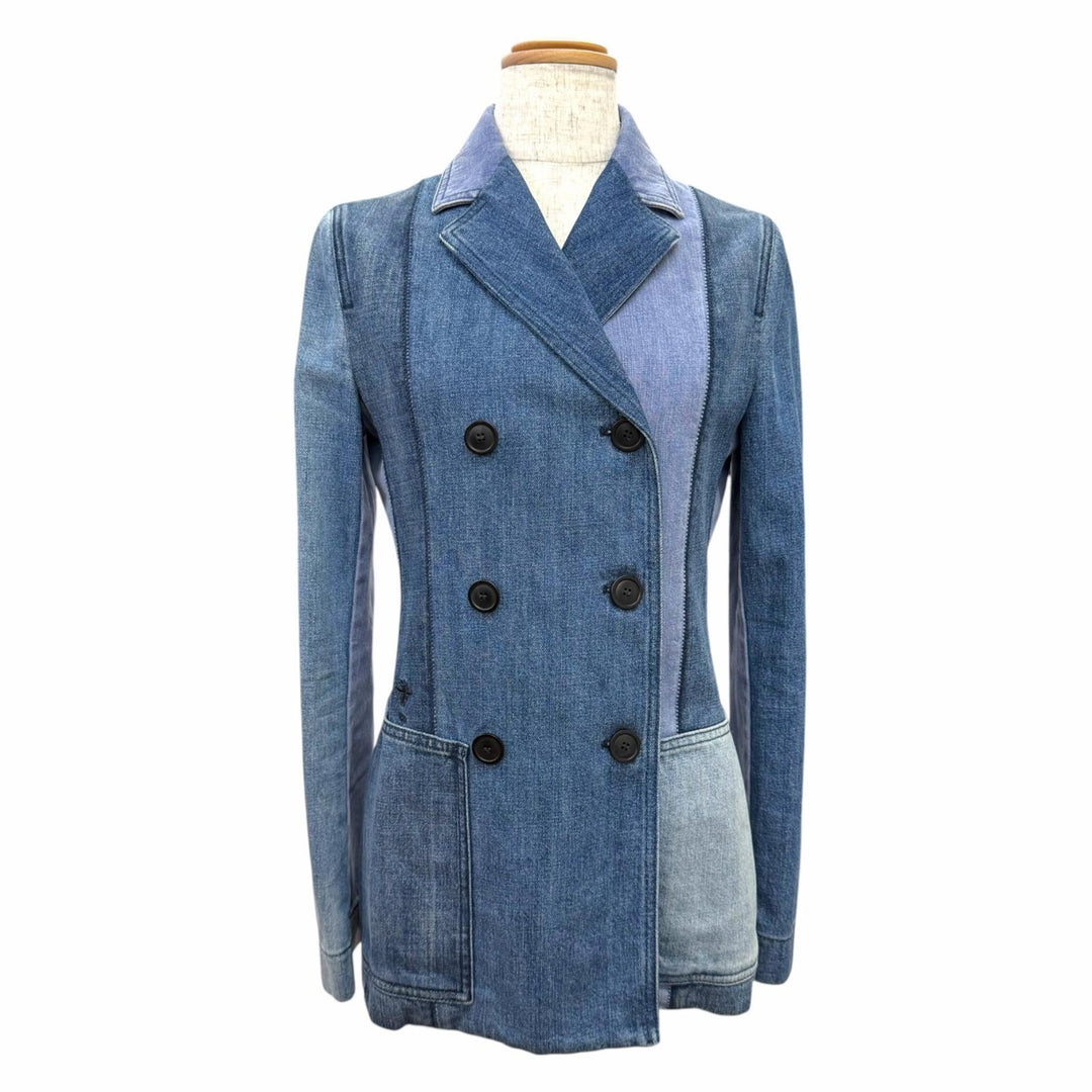 Great Christian Dior Denim Patchwork Bee Embroidery Bar Jacket 40 8ET2257A1317