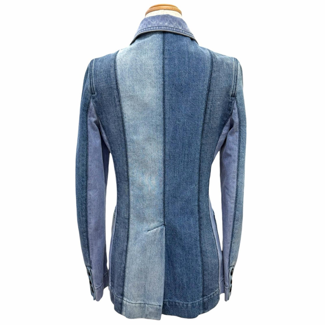 Great Christian Dior Denim Patchwork Bee Embroidery Bar Jacket 40 8ET2257A1317