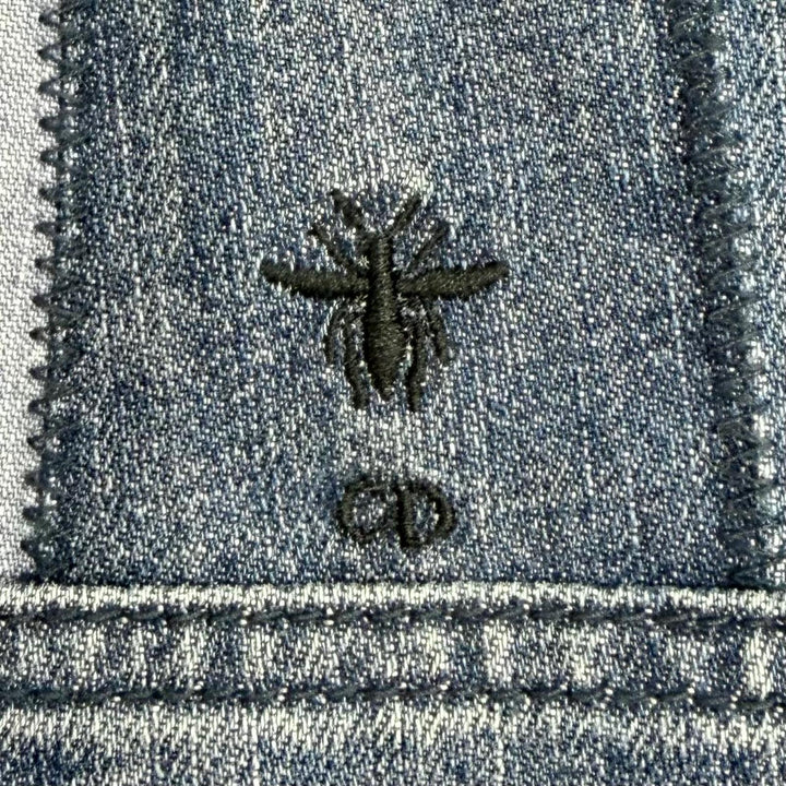 Great Christian Dior Denim Patchwork Bee Embroidery Bar Jacket 40 8ET2257A1317