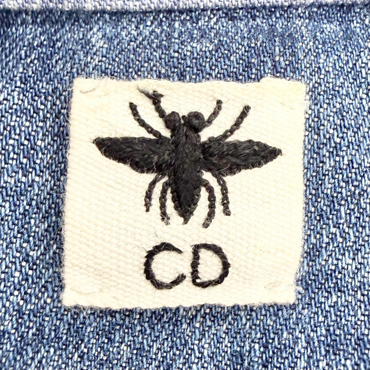 Great Christian Dior Denim Patchwork Bee Embroidery Bar Jacket 40 8ET2257A1317