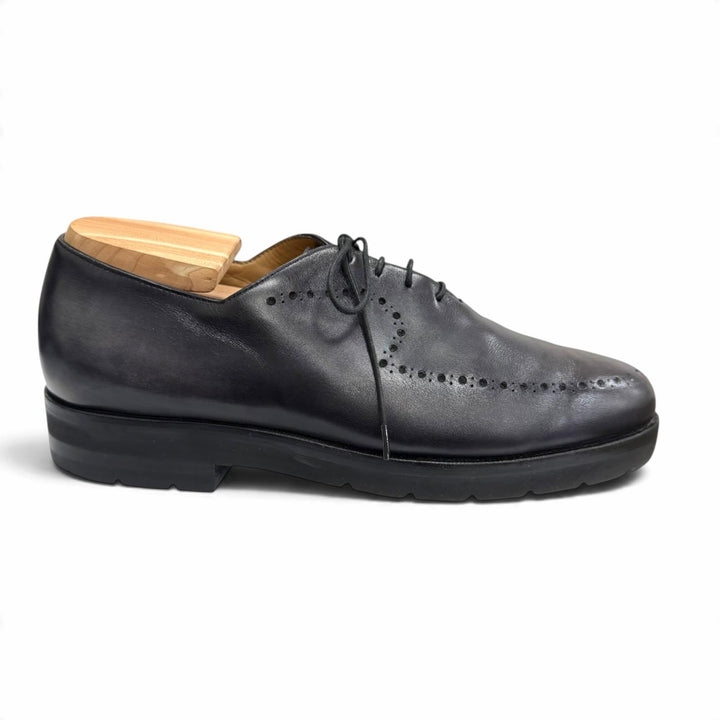 Great Berluti Dress shoes Perforated design plain toe lace-up shoes Black series