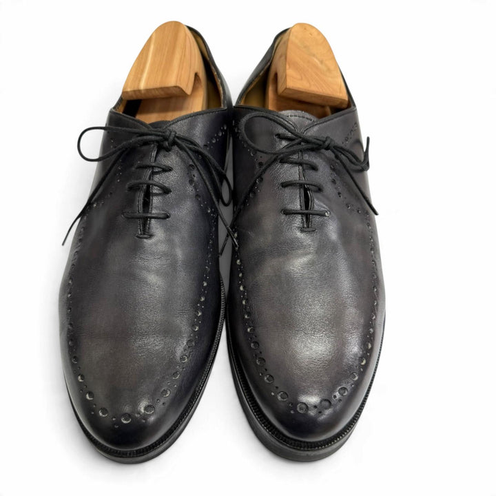 Great Berluti Dress shoes Perforated design plain toe lace-up shoes Black series