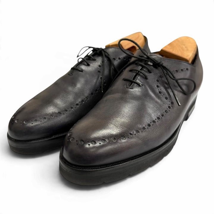 Great Berluti Dress shoes Perforated design plain toe lace-up shoes Black series