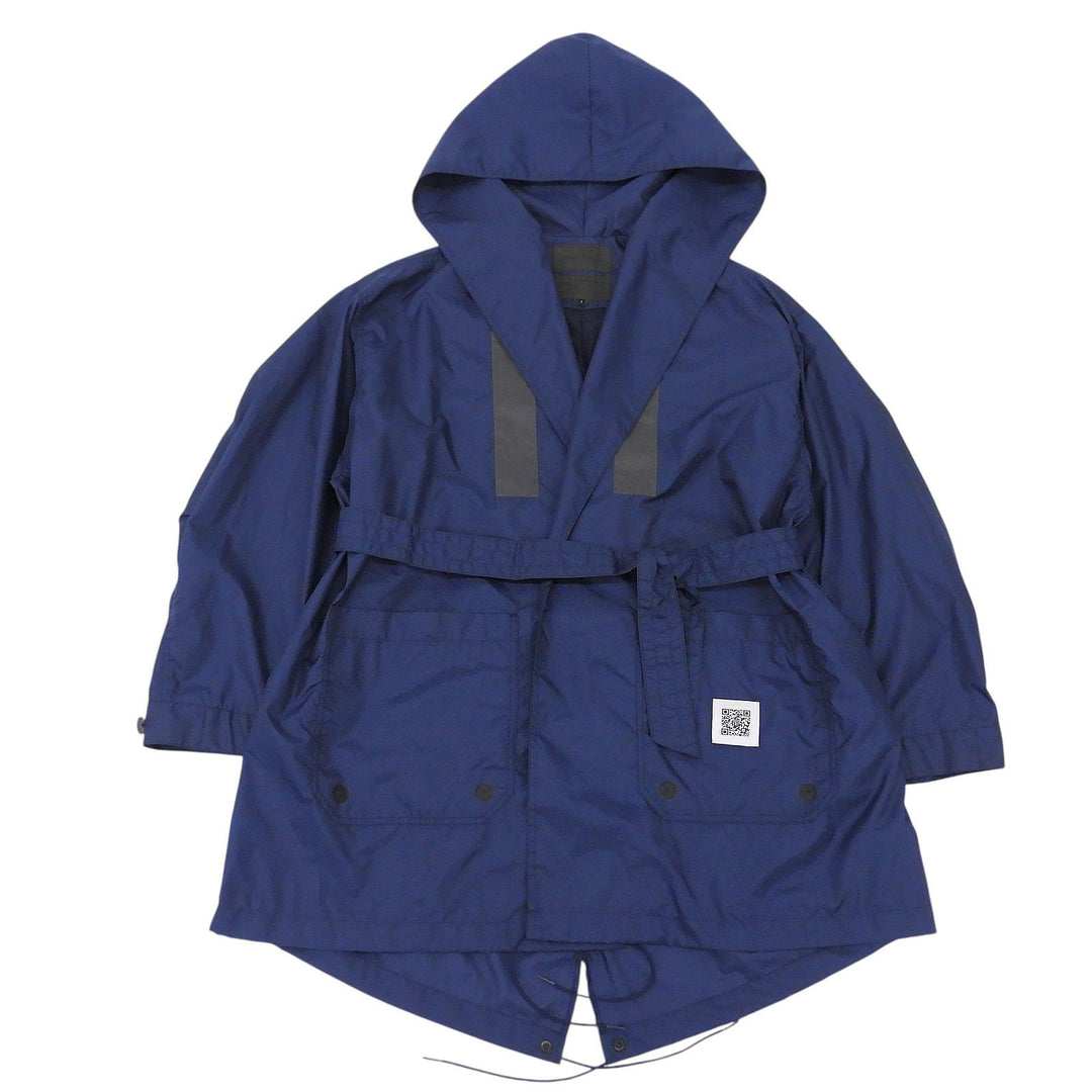Excellent FUMITO GANRYU coat M-51 Rain Gown Belted Rain Navy Nylon FU7-CO-01