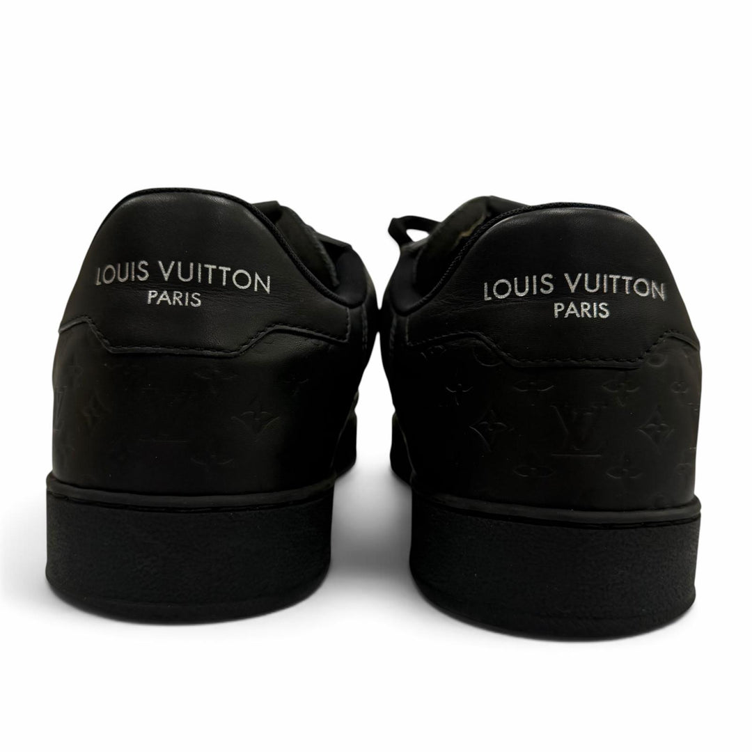 Great LOUIS VUITTON Low cut sneakers monogram lace-up black leather mens 8