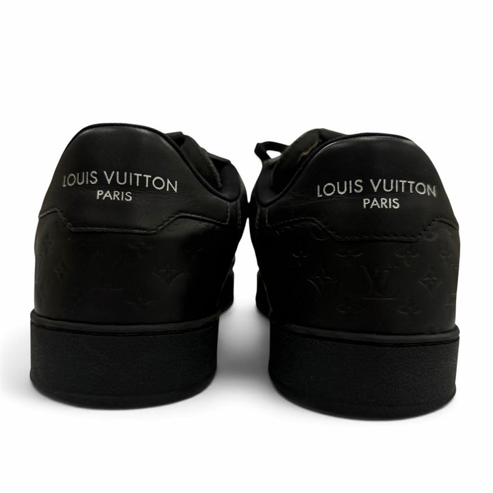 Great LOUIS VUITTON Low cut sneakers monogram lace-up black leather mens 8