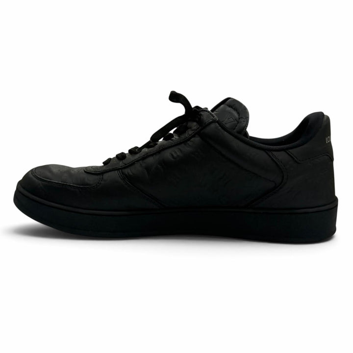 Great LOUIS VUITTON Low cut sneakers monogram lace-up black leather mens 8