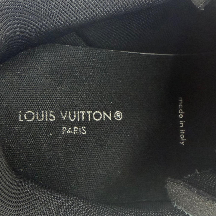 Great LOUIS VUITTON Low cut sneakers monogram lace-up black leather mens 8