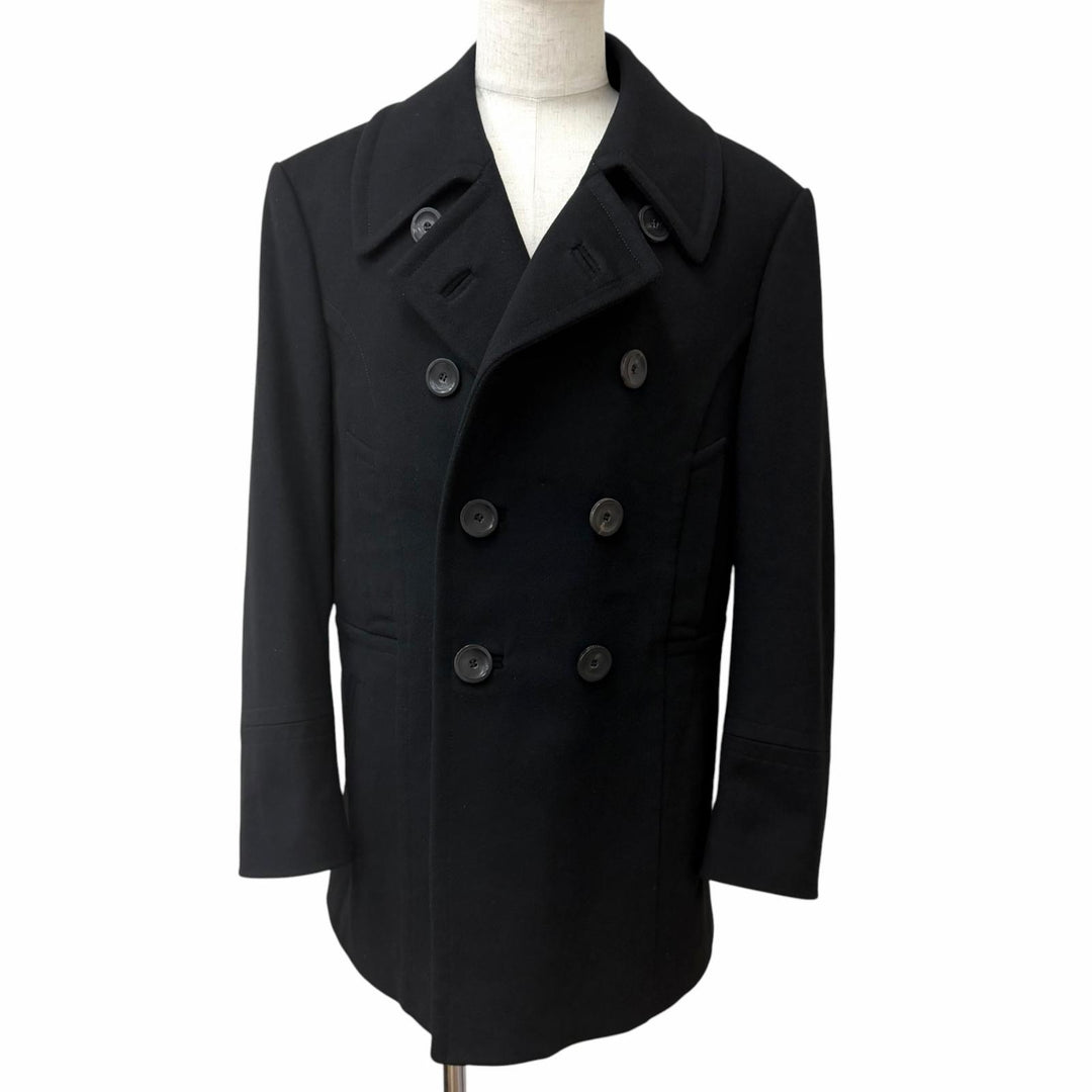 Great GUCCI pea coat Silk blend lining black wool mens 52