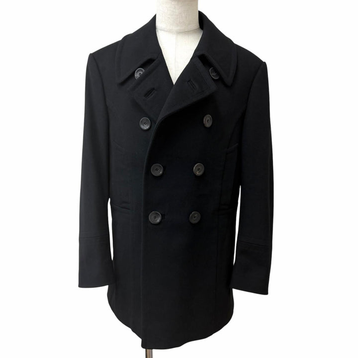 Great GUCCI pea coat Silk blend lining black wool mens 52