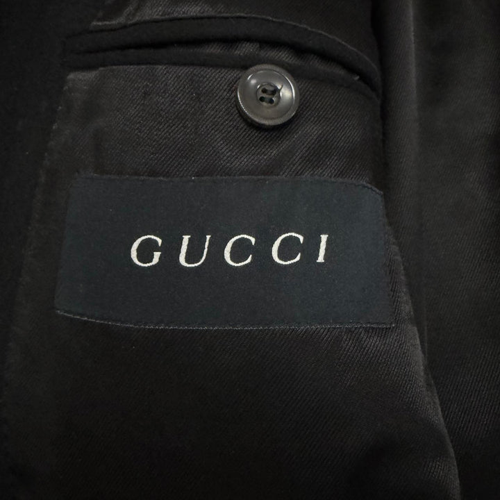 Great GUCCI pea coat Silk blend lining black wool mens 52