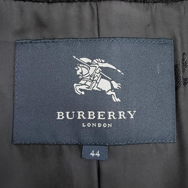 Great BURBERRY LONDON coat Logo button collarless long dress black wool Women 44