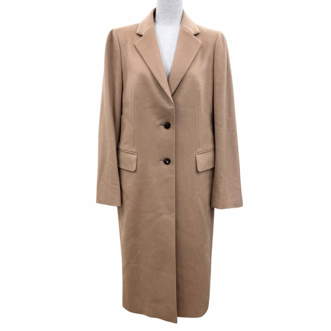 Excellent Aquascutum LONDON Chester coat Logo button Camel cashmere Women 10