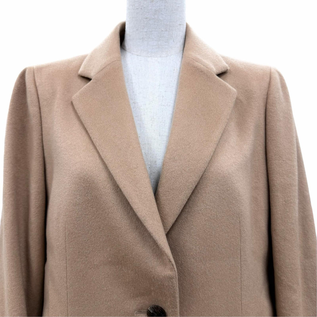 Excellent Aquascutum LONDON Chester coat Logo button Camel cashmere Women 10