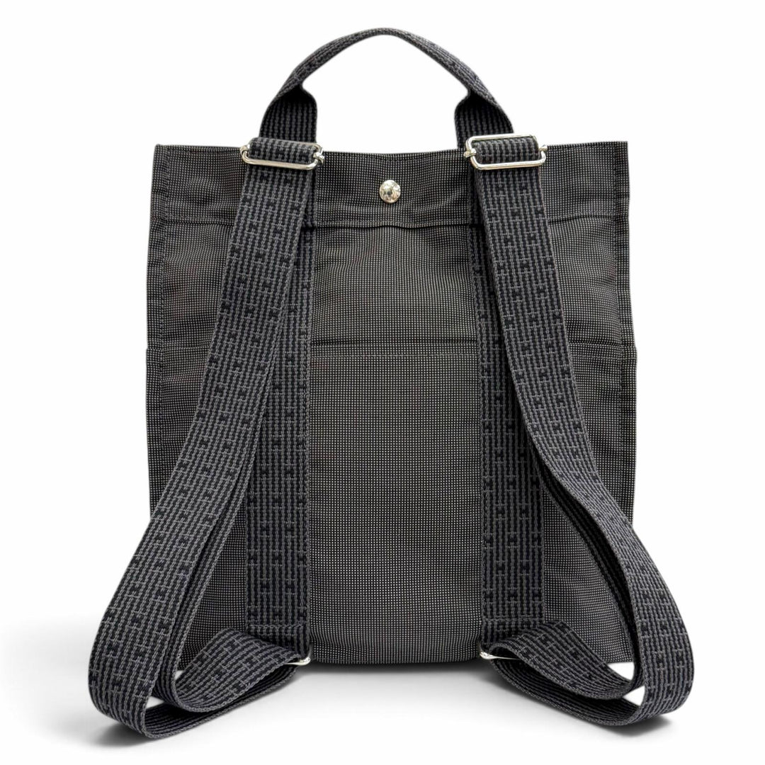 Excellent HERMES Backpack Daypack Her Line ad MM Serie Button 2-Way Canvas gray