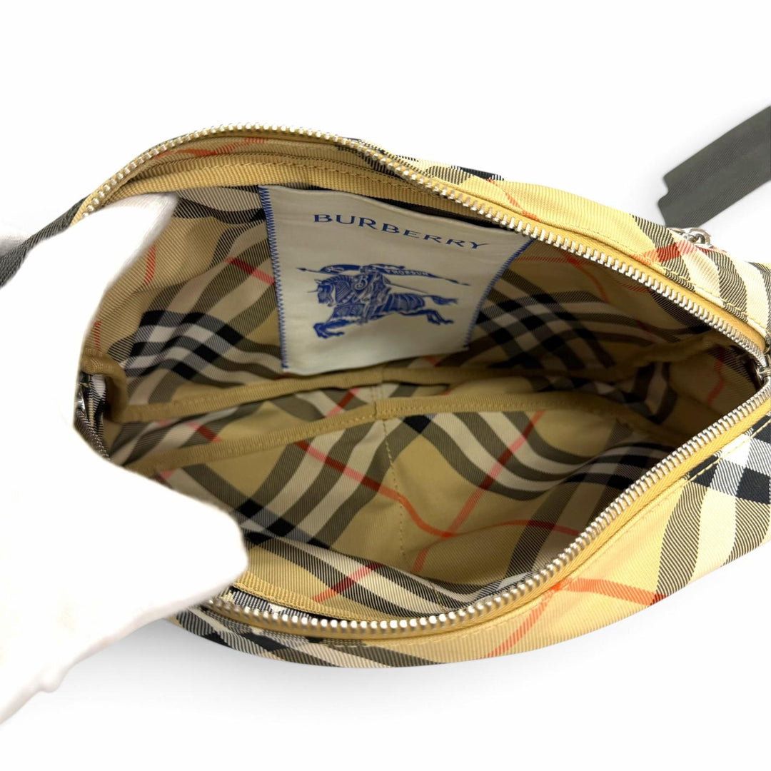 Excellent BURBERRY Shoulder Bag Vintage check cross sling bag beige canvas
