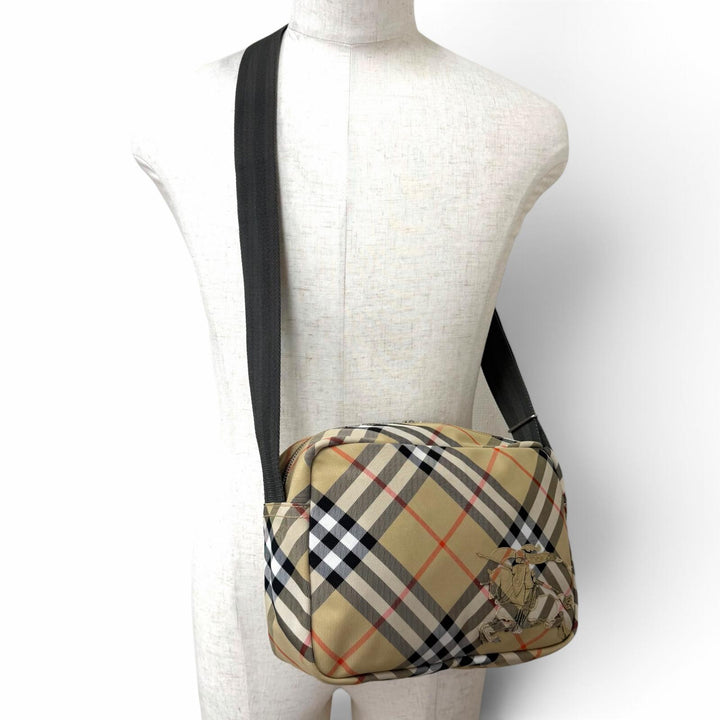 Excellent BURBERRY Shoulder Bag Vintage check cross sling bag beige canvas