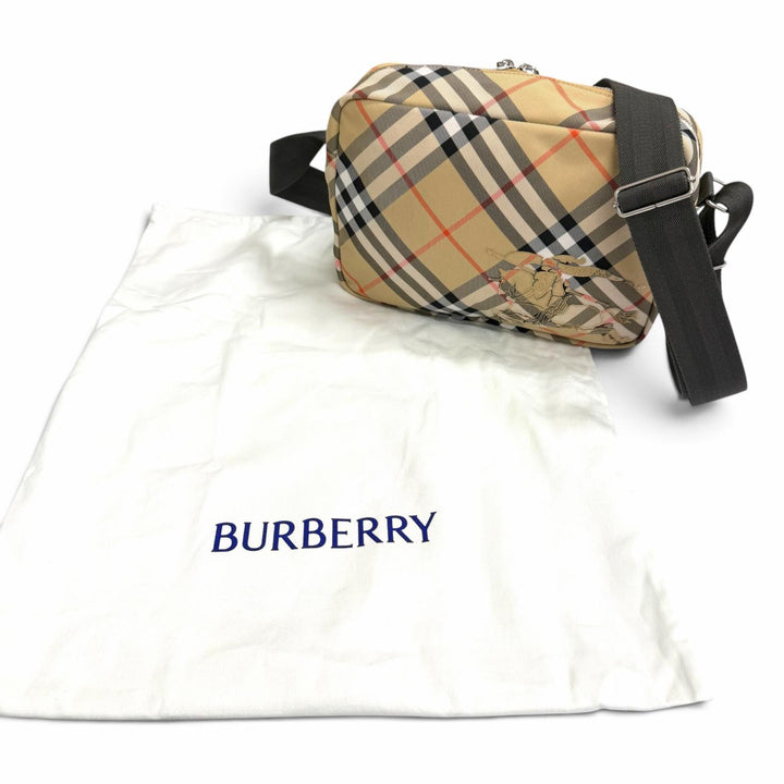 Excellent BURBERRY Shoulder Bag Vintage check cross sling bag beige canvas