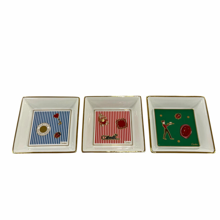 Pristine Cartier dish Trinket Tray 3-Piece Set green Pottery Women