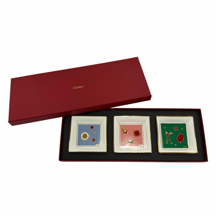 Pristine Cartier dish Trinket Tray 3-Piece Set green Pottery Women