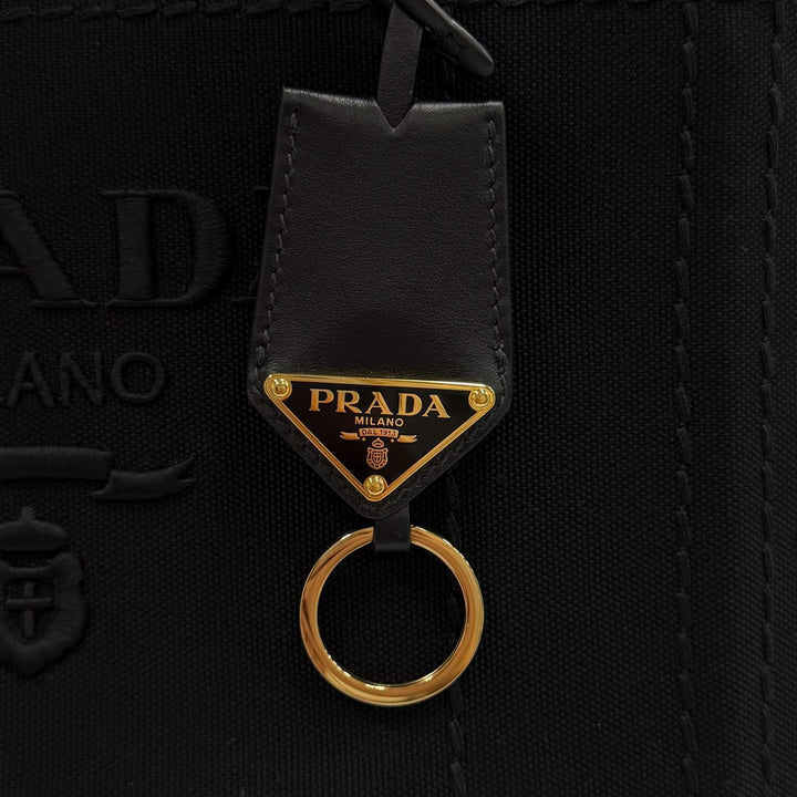 Excellent PRADA Tote Bag Jardinière Small Cotton Canvas Handbag Canapa