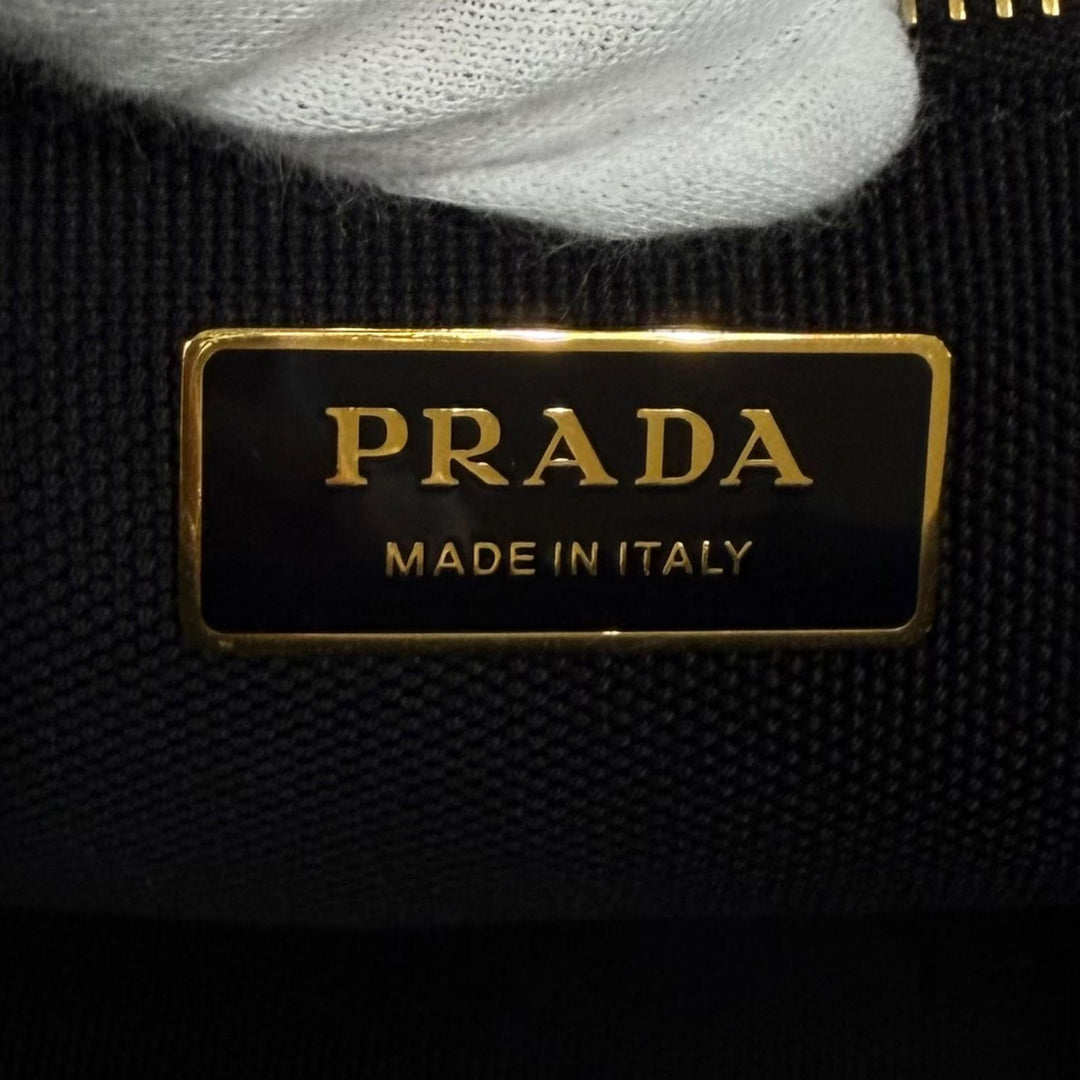 Excellent PRADA Tote Bag Jardinière Small Cotton Canvas Handbag Canapa