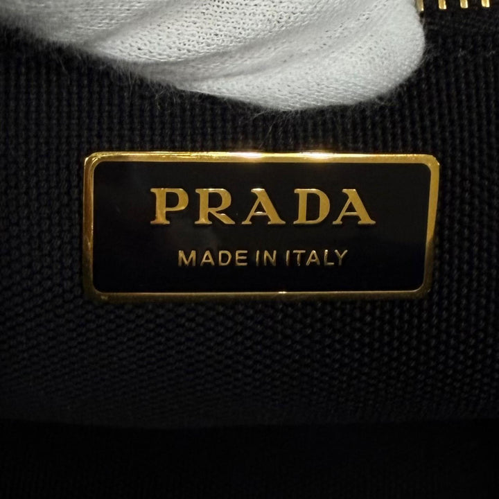 Excellent PRADA Tote Bag Jardinière Small Cotton Canvas Handbag Canapa