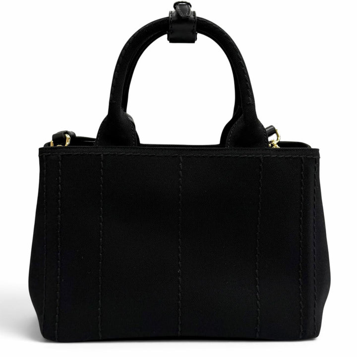 Excellent PRADA Tote Bag Jardinière Small Cotton Canvas Handbag Canapa