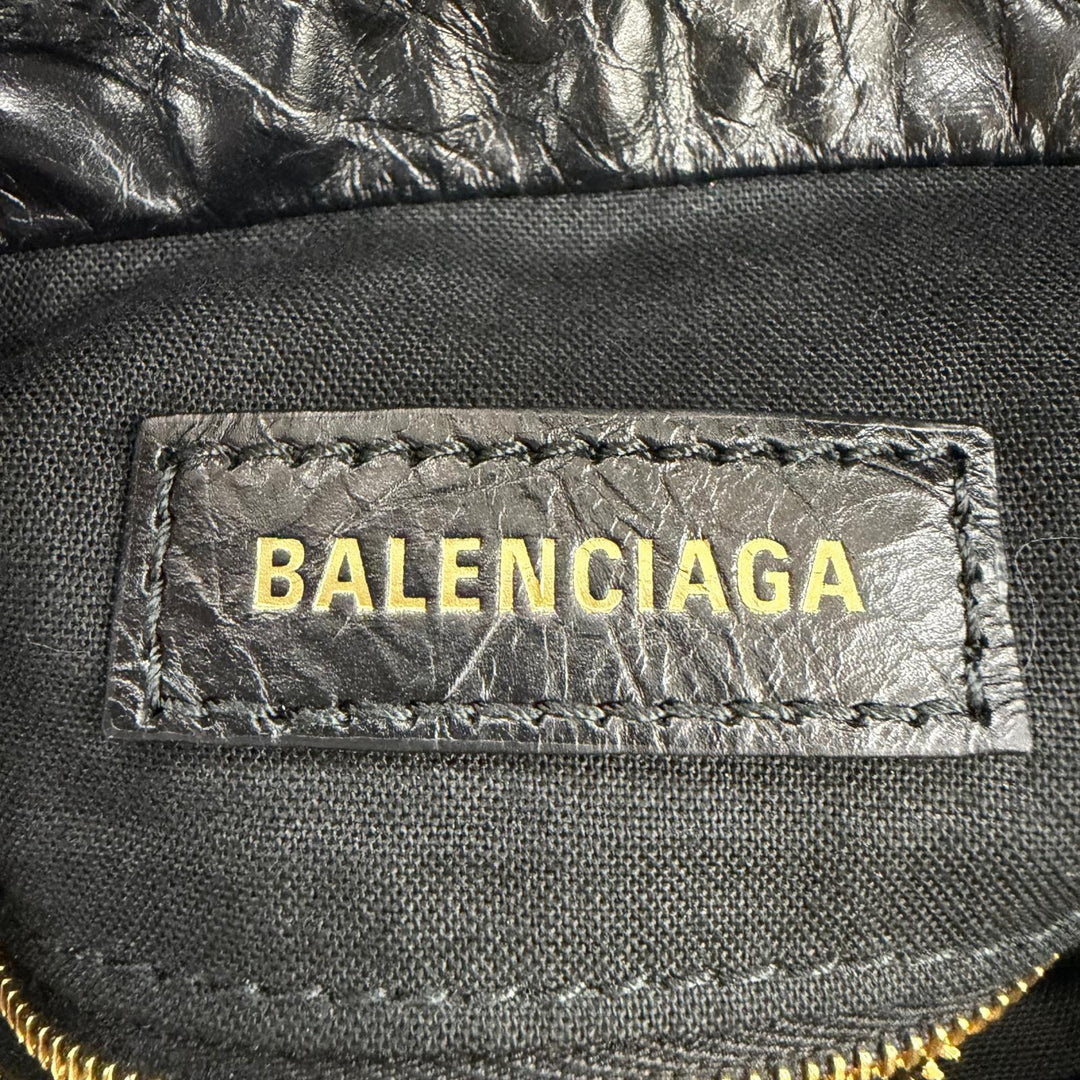 Excellent BALENCIAGA Tote Bag CRUSH 2WAY Chain Shoulder Bag black leather 742942
