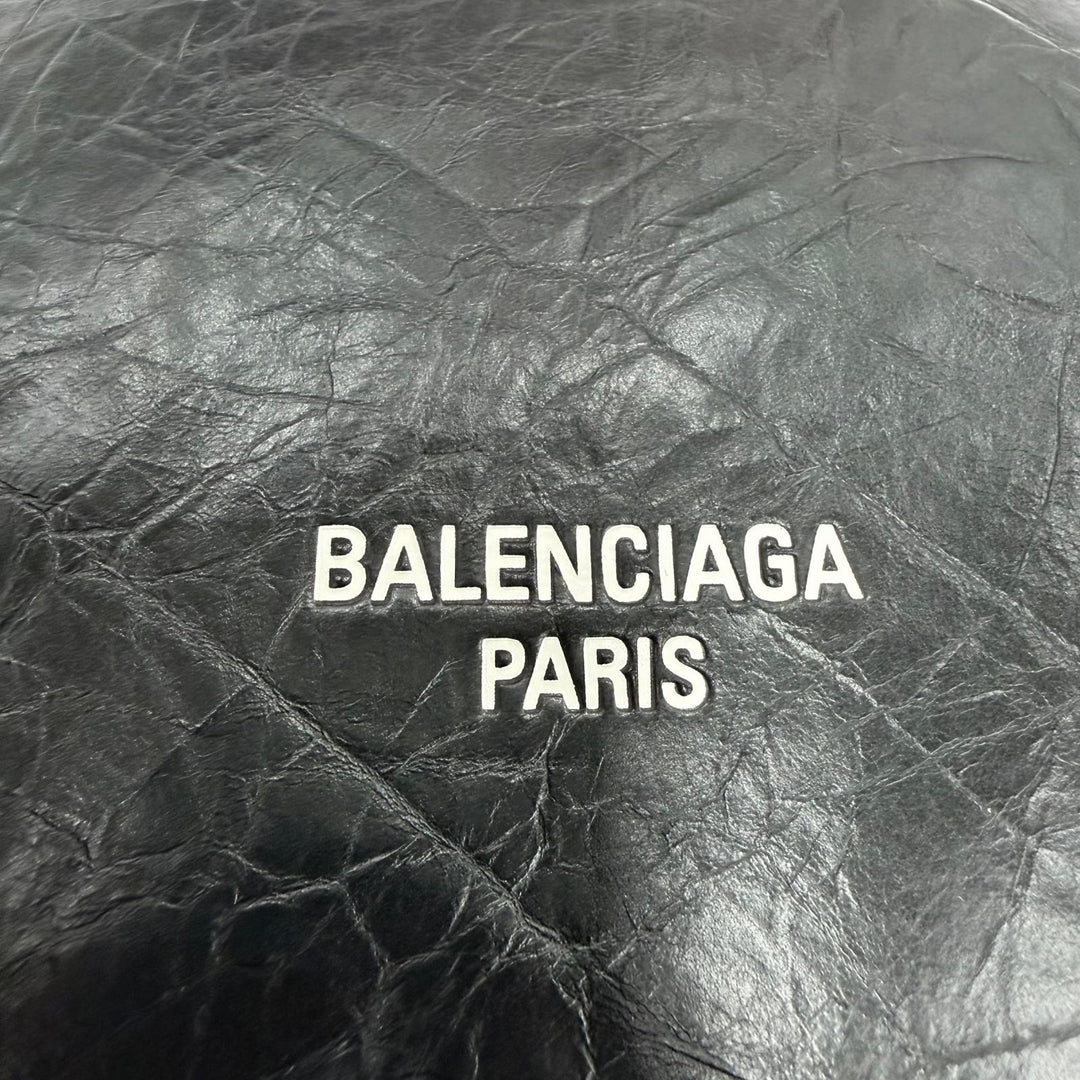 Excellent BALENCIAGA Tote Bag CRUSH 2WAY Chain Shoulder Bag black leather 742942
