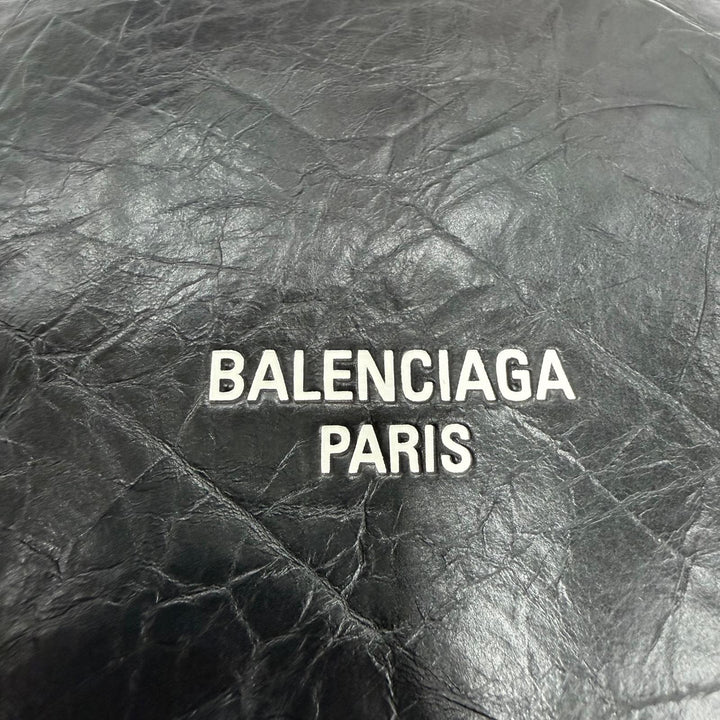 Excellent BALENCIAGA Tote Bag CRUSH 2WAY Chain Shoulder Bag black leather 742942