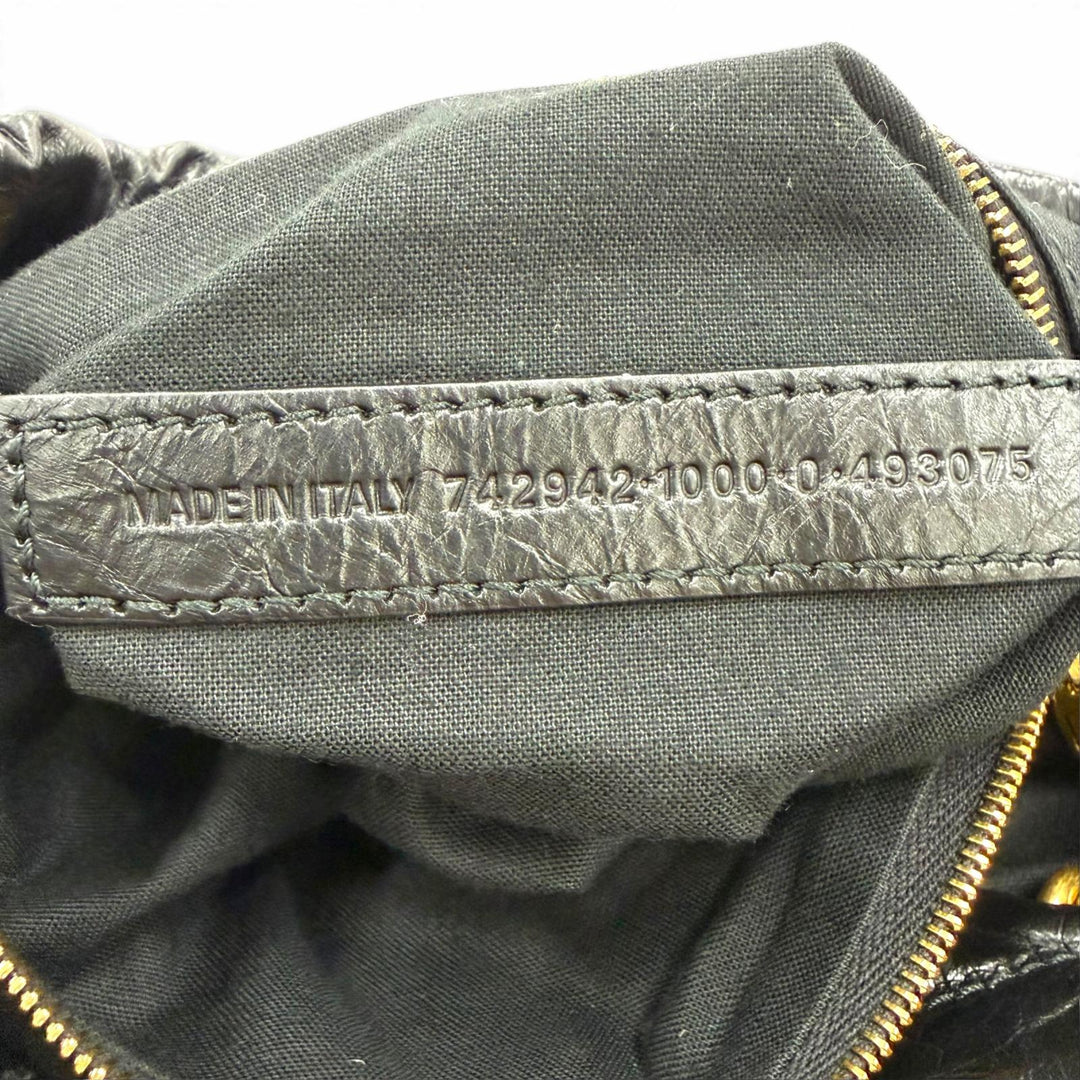 Excellent BALENCIAGA Tote Bag CRUSH 2WAY Chain Shoulder Bag black leather 742942