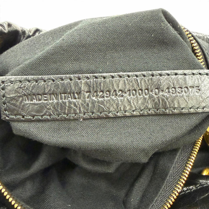 Excellent BALENCIAGA Tote Bag CRUSH 2WAY Chain Shoulder Bag black leather 742942