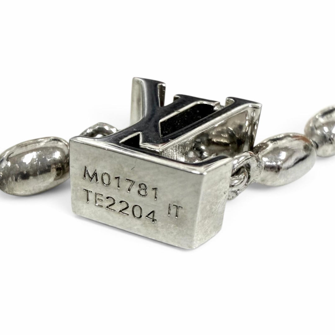 Great LOUIS VUITTON Necklace Pearl Fusion Silver mens M01781