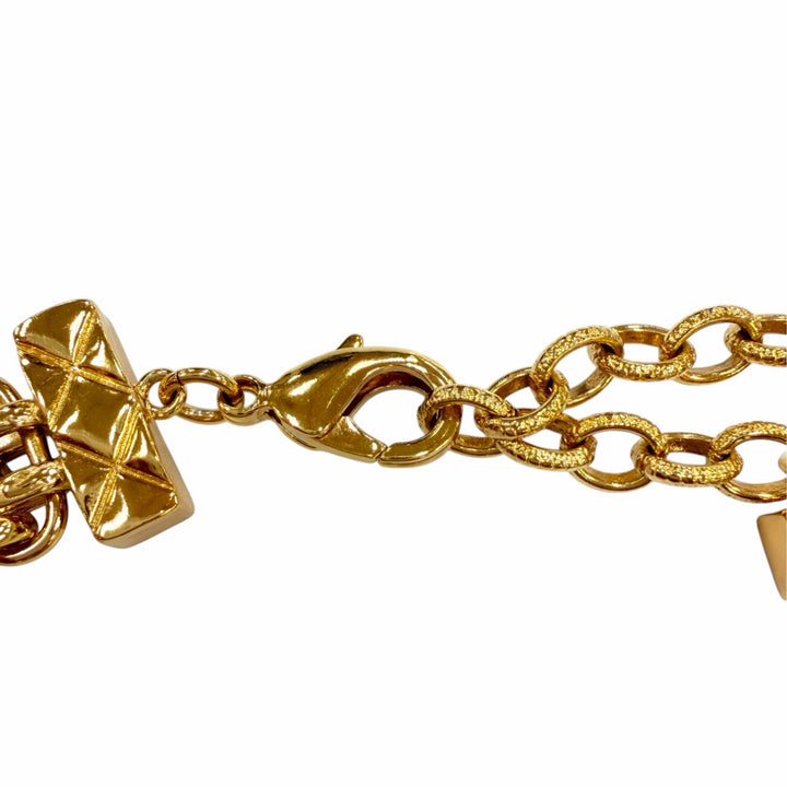 Excellent CHANEL Necklace COCO Mark Matelassé Bag Motif Choker gold B23K ABB839