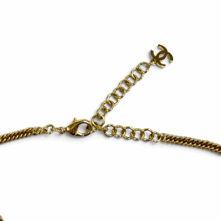 Excellent CHANEL Necklace COCO Mark Heart Denim Chain Navy Women I24P ABC708