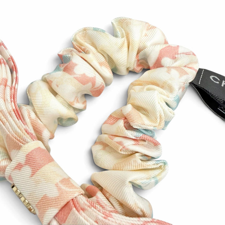 Pristine CHANEL COCOMark Ribbon Pattern Scrunchie Hair Accessory multicolor silk