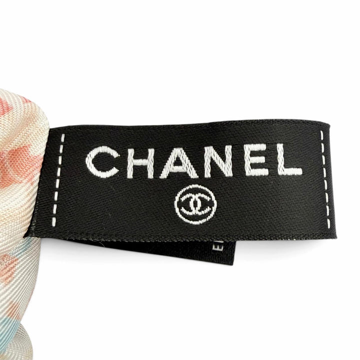 Pristine CHANEL COCOMark Ribbon Pattern Scrunchie Hair Accessory multicolor silk