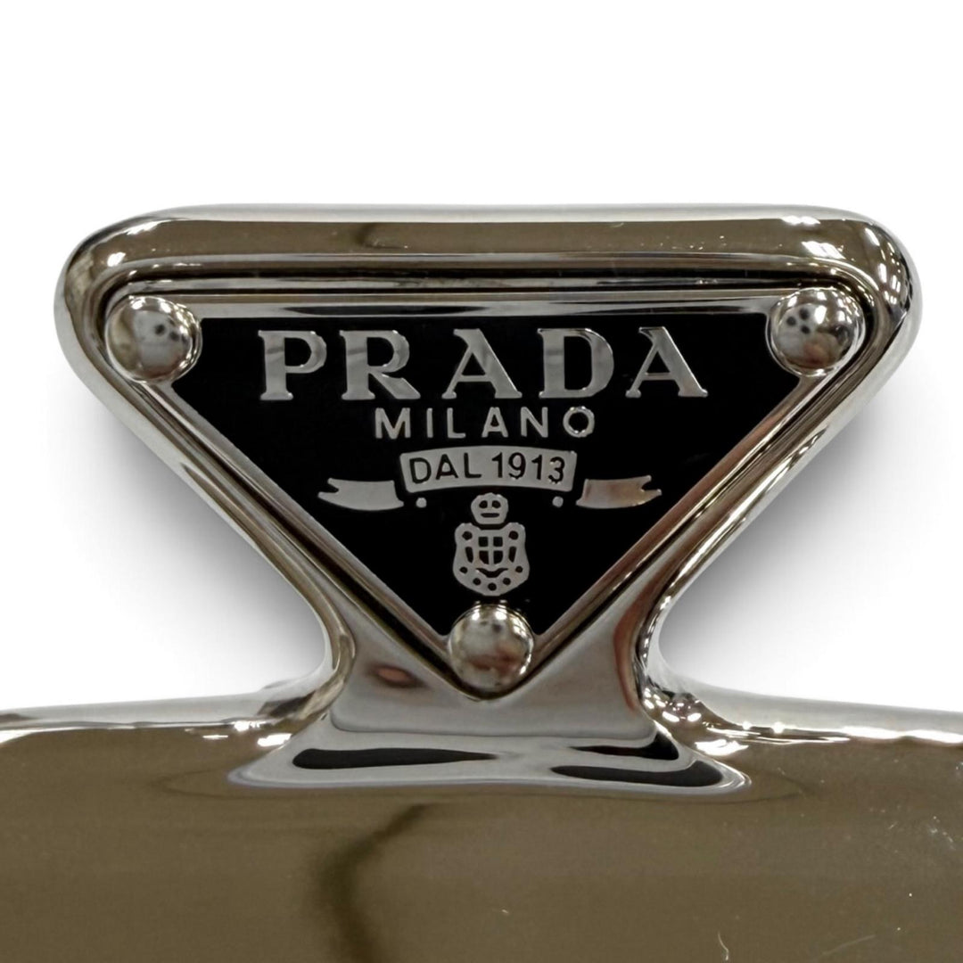 Excellent PRADA hair accessory Metal Hair Clip Triangle logo Women 1IF087