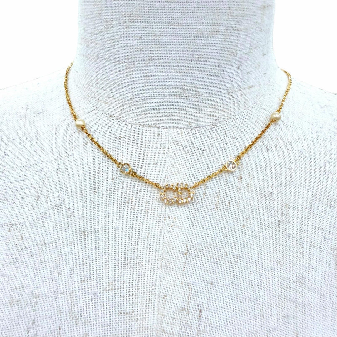 Great DIOR Necklace Clair D Lune Necklace Eco Pearl Rhinestones gold N1033CDLCY
