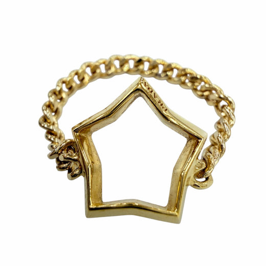 Excellent PRADA Ring ring Metal Star Chain gold brass Women 1IA044