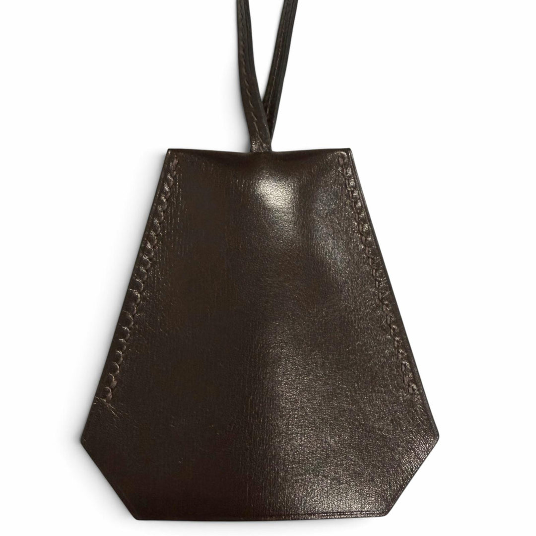 Great HERMES Necklace Margiela-era Large Clochette Dark brown Box scarf
